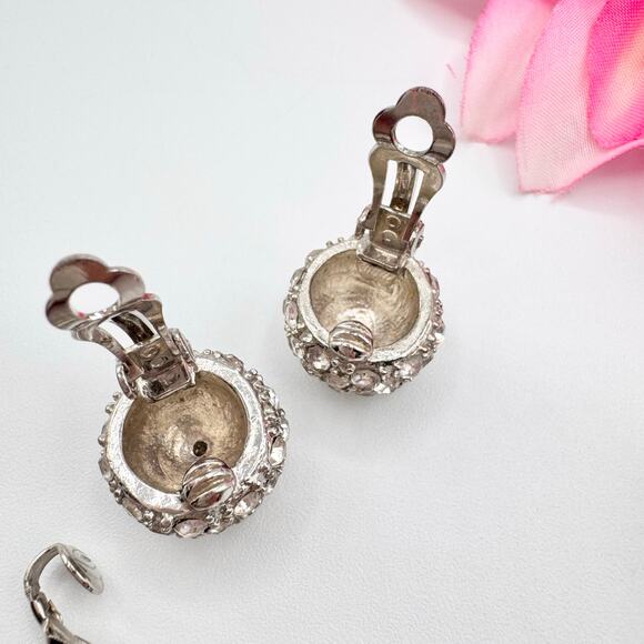 Vintage 3 Pair Rhinestone Clip On Earrings Old Hollywood Glam 50s 60s Bombshell - Picture 9 of 10